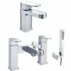 Astini Comet Chrome Bathroom Basin & Bath Shower Mixer Tap Pack Set