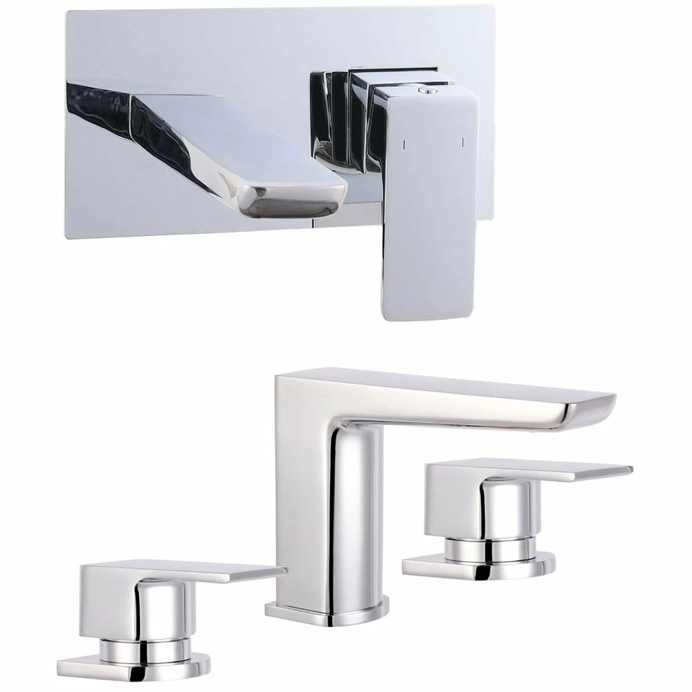 Astini Crane Chrome Wall Mounted Basin & 3 Hole Bath Tap Pack Set 1 Astini Crane Chrome Wall Mounted Basin & 3 Hole Bath Tap Pack Set