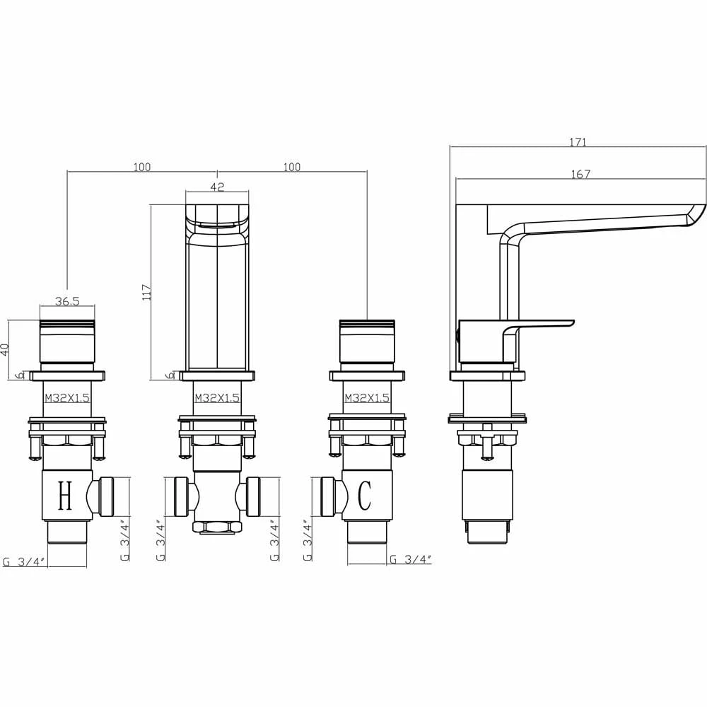 Astini Crane Chrome Wall Mounted Basin & 3 Hole Bath Tap Pack Set 5 Astini Crane Chrome Wall Mounted Basin & 3 Hole Bath Tap Pack Set - Image 5