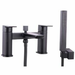 Astini Crane Matt Black Bathroom Bath Shower Mixer Tap
