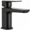 Astini Crane Mini Matt Black Bathroom Basin Mixer Tap & Slotted Waste