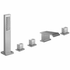 Astini Flat Waterfall Chrome 5 Hole Bathroom Shower Bath Mixer Tap