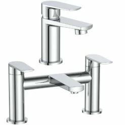 Astini Heron Mini Chrome Bathroom Basin & Bath Mixer Tap Pack Set
