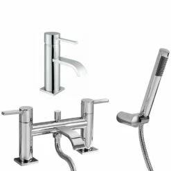 Astini Imex Chrome Bathroom Basin & Bath Shower Mixer Tap Pack Set