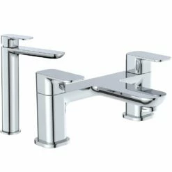 Astini Mandrill Tall Chrome Mono Bathroom Basin & Bath Mixer Tap Pack Set