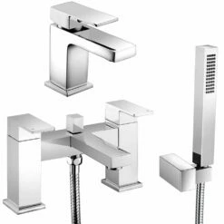 Astini Opah Chrome Bathroom Basin & Bath Shower Mixer Tap Pack Set