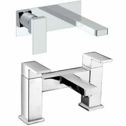 Astini Opah Chrome Wall Mounted Basin & Bath Mixer Tap Pack Set