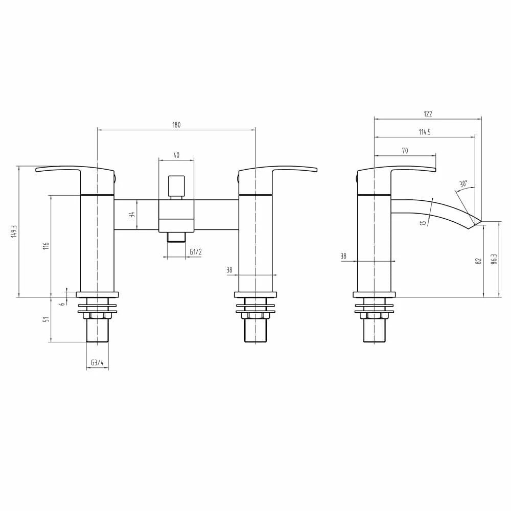 Astini Puffin Matt Black Bathroom Bath Shower Mixer Tap 2 Astini Puffin Matt Black Bathroom Bath Shower Mixer Tap - Image 2