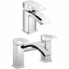 Astini Puffin Mini Chrome Bathroom Basin & Bath Mixer Tap Pack Set