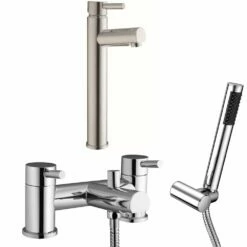 Astini Shrike Tall Chrome Bathroom Basin & Bath Shower Mixer Tap Pack Set