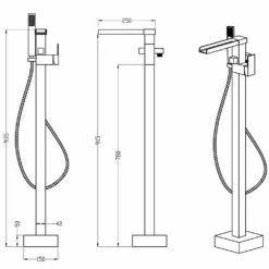Astini Straight Waterfall Matt Black Bathroom Basin & Bath Shower Mixer Tap Pack Set -HANSGROHE Shop astini straight waterfall matt black bathroom basin bath shower mixer tap pack set p52596 238618 image