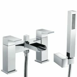 Astini Straight Waterfall Tall Chrome Bathroom Basin & Bath Shower Mixer Tap Pack Set -HANSGROHE Shop astini straight waterfall tall chrome bathroom basin bath shower mixer tap pack set p52606 238666 image