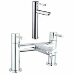 Astini Swift Tall Chrome Bathroom Basin & Bath Shower Mixer Tap Pack Set