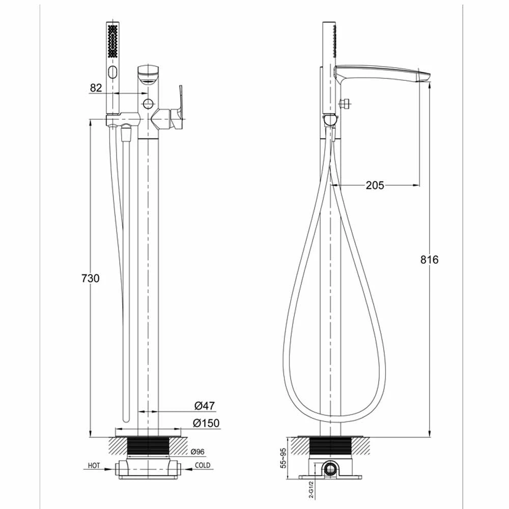 AstinI Tapir Chrome Free-standing Bathroom Bath Shower Mixer Tap 2 AstinI Tapir Chrome Free-standing Bathroom Bath Shower Mixer Tap - Image 2