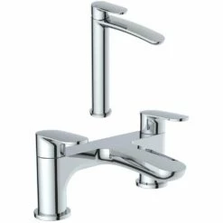 Astini Tapir Tall Chrome Mono Bathroom Basin & Bath Mixer Tap Pack Set