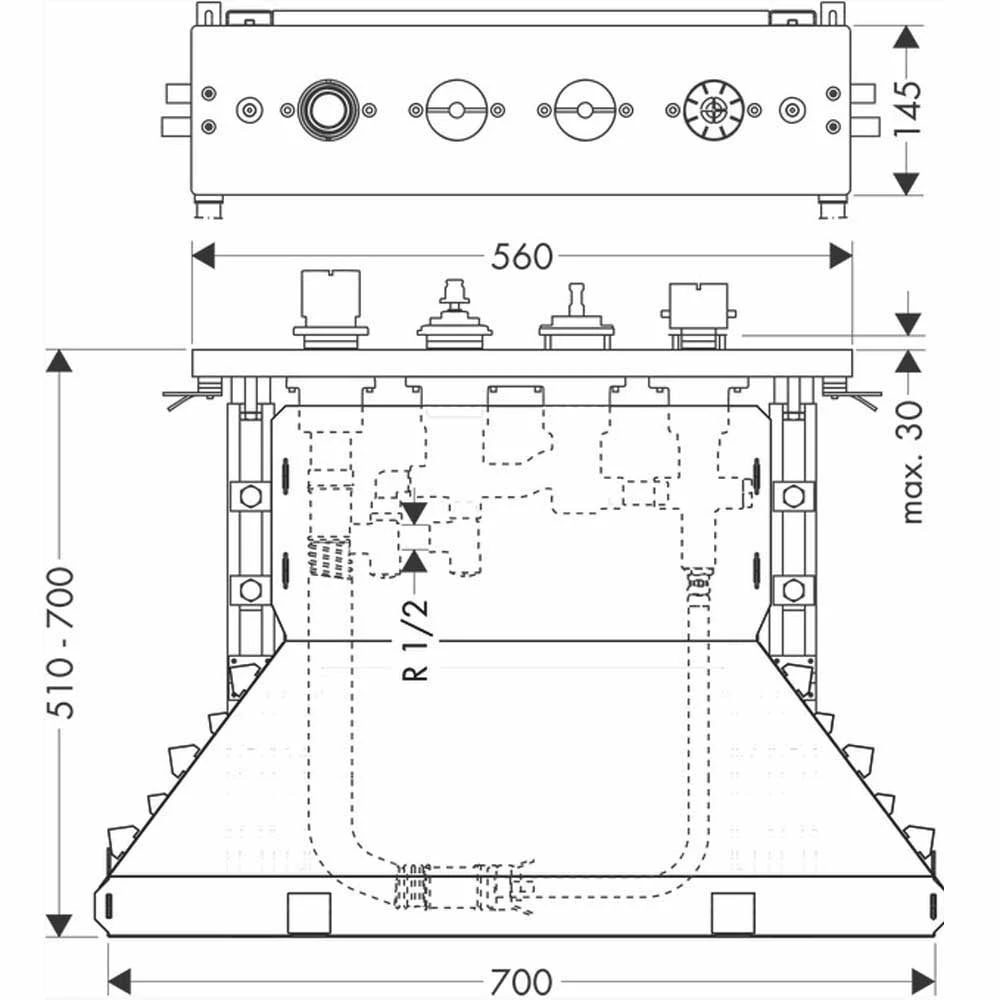 AXOR Basic Set For 4-Hole Tile Mounted Thermostatic Bath Mixer 2 AXOR Basic Set For 4-Hole Tile Mounted Thermostatic Bath Mixer - Image 2