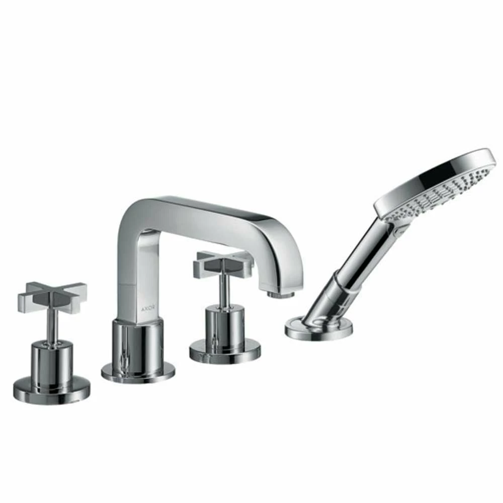 AXOR Citterio Chrome Rim Mounted Bath Tap With Cross Handles & Escutcheons 2 AXOR Citterio Chrome Rim Mounted Bath Tap With Cross Handles & Escutcheons - Image 2