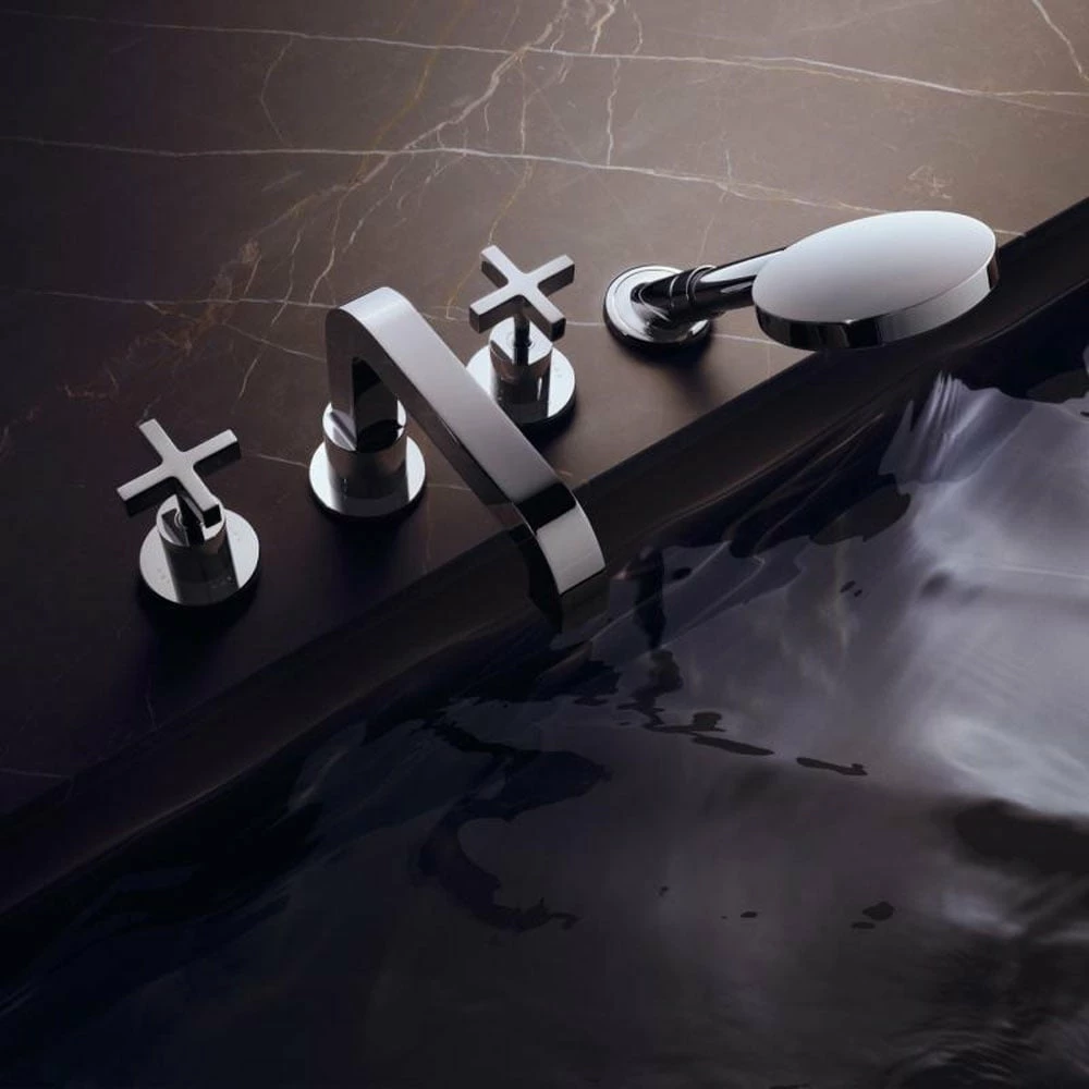 AXOR Citterio Chrome Rim Mounted Bath Tap With Cross Handles & Escutcheons 1 AXOR Citterio Chrome Rim Mounted Bath Tap With Cross Handles & Escutcheons