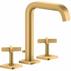 AXOR Citterio E Brushed Brass Twin Lever Basin Mixer Tap 170 With Pop-Up Waste