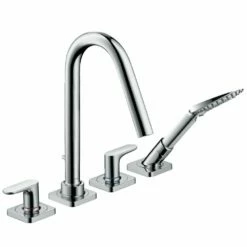 AXOR Citterio M Chrome Twin Lever 4-Hole Tile Mounted Bath Mixer Tap