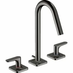 AXOR Citterio M Polished Black Twin Lever Basin Mixer Tap 160 With Pop-Up Waste