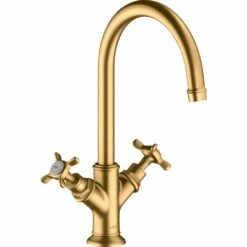 AXOR Montreux Brushed Brass Cross Handles Basin Mixer Tap 210 Without Waste
