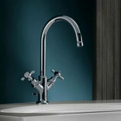 AXOR Montreux Chrome Cross Handles Basin Mixer Tap 210 With Pop-Up Waste