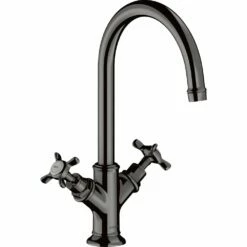 AXOR Montreux Polished Black Cross Handles Basin Mixer Tap 210 Without Waste