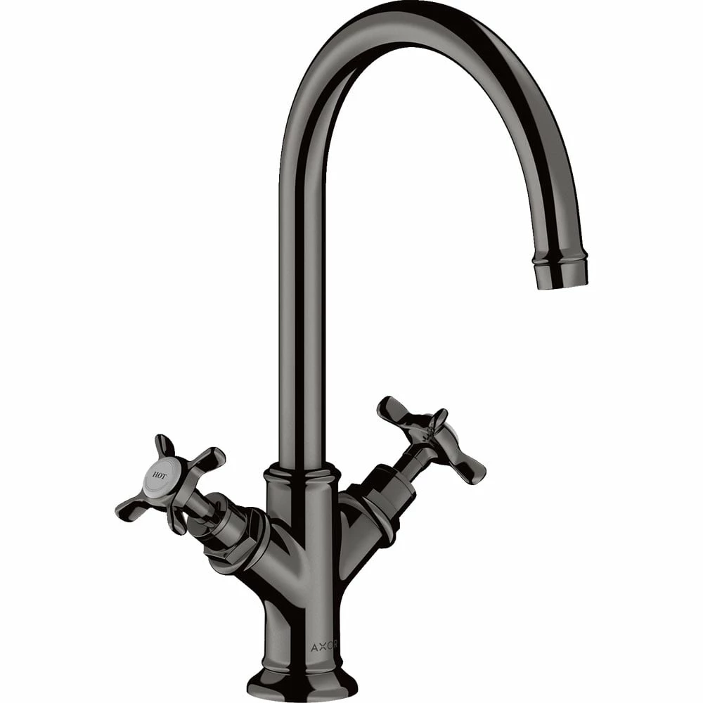 AXOR Montreux Polished Black Cross Handles Basin Mixer Tap 210 Without Waste 1 AXOR Montreux Polished Black Cross Handles Basin Mixer Tap 210 Without Waste