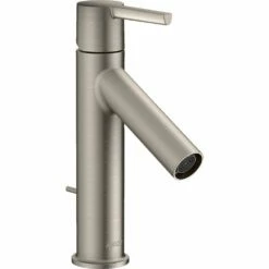 AXOR Starck Brushed Steel Single Lever Basin Mixer Tap 100 With Pop-Up Waste