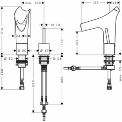 AXOR Starck V Chrome 2-hole Basin Mixer Tap -HANSGROHE Shop axor starck v chrome 2 hole basin mixer tap p30569 148329 image