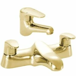 Deva Adore Gold Bathroom Basin Mixer & Bath Mixer Tap Pack Set