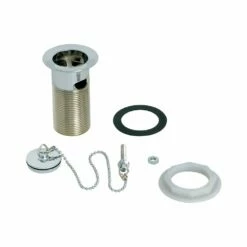 Deva Chrome 1.25'' Slotted Basin Brass Plug Waste With Chain & Stay DW300-017
