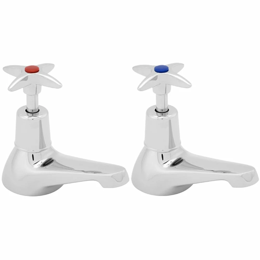 Deva Cross Handle Chrome Hot & Cold Bath Taps 182X 1 Deva Cross Handle Chrome Hot & Cold Bath Taps 182X