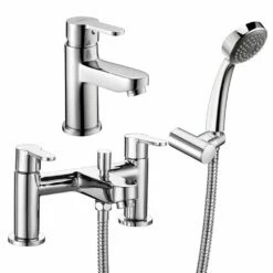 Deva Ethos Chrome Basin & Bath Shower Mixer Taps Pack Set