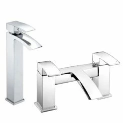 Deva Swoop MK2 Chrome Bath Filler & Basin Taps Pack Set