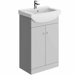 Elation Ikoma Matt Pearl Grey Modern Floorstanding Base Unit 550mm 29431N/456