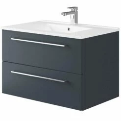 Elation Mito Matt Indigo Modern Wall Hung Vanity Unit 750mm 29515/462