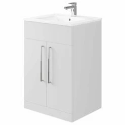Elation Mito Matt Pearl Grey Modern Floorstanding Vanity Unit 600mm 29507/456