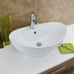 Europa Maltese 590x390 1th White Ceramic Counter Top Basin A7