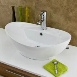 Europa Maltese 590x390 1th White Ceramic Counter Top Basin A7 -HANSGROHE Shop europa maltese 590x390 1th white ceramic counter top basin a7 p819 78633 image