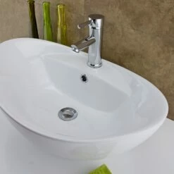 Europa Maltese 590x390 1th White Ceramic Counter Top Basin A7 -HANSGROHE Shop europa maltese 590x390 1th white ceramic counter top basin a7 p819 78635 image