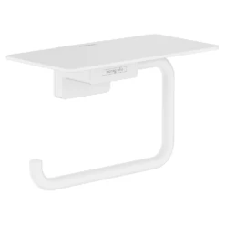 Hansgrohe AddStoris Matt White Wall Mounted Toilet Roll Holder With Shelf
