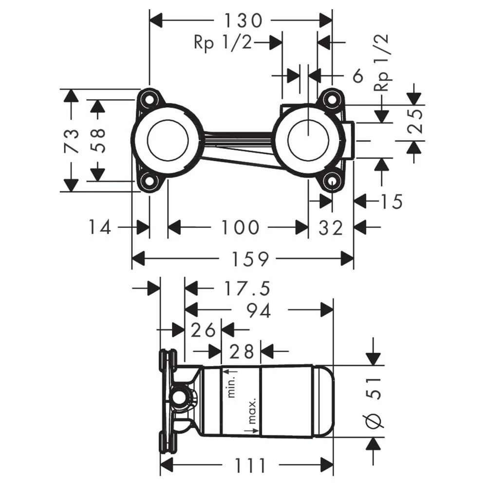 Hansgrohe Basic Set For Single Lever Concealed Basin Mixer 2 Hansgrohe Basic Set For Single Lever Concealed Basin Mixer - Image 2