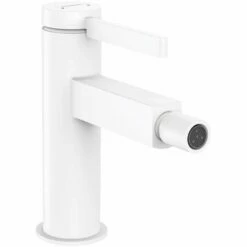 Hansgrohe Finoris Matt White Single Lever Bidet Mixer Tap With Push-Open Waste