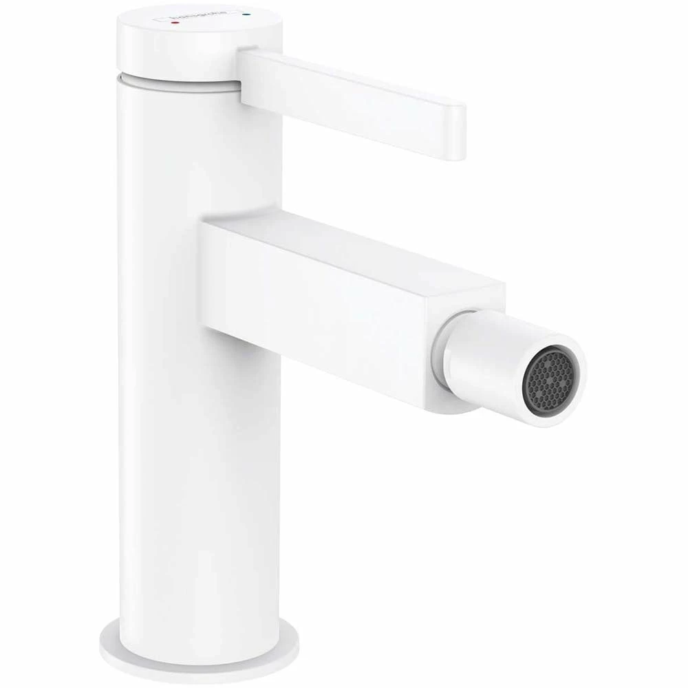 Hansgrohe Finoris Matt White Single Lever Bidet Mixer Tap With Push-Open Waste 1 Hansgrohe Finoris Matt White Single Lever Bidet Mixer Tap With Push-Open Waste