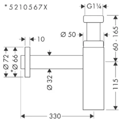 Hansgrohe Flowstar S Matt Black Bottle Trap -HANSGROHE Shop hansgrohe flowstar s matt black bottle trap p46776 292584 image