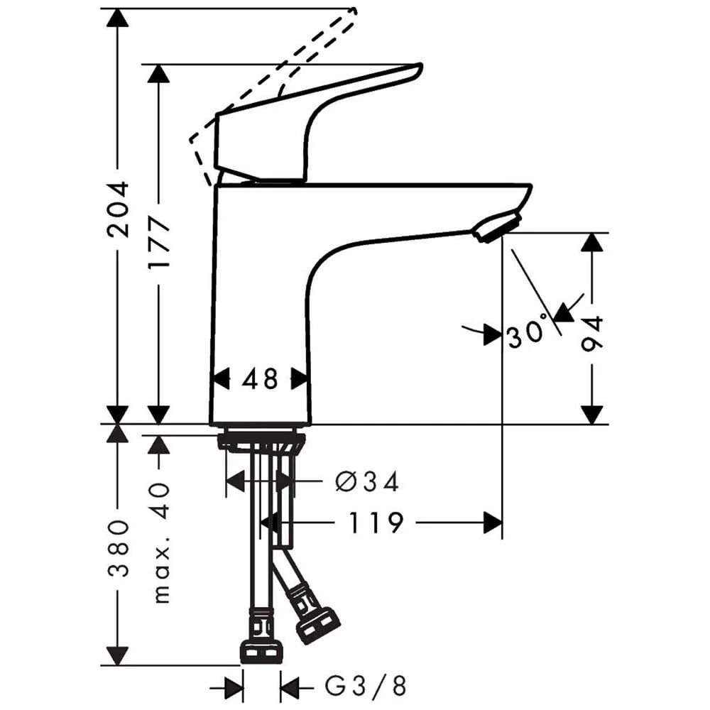 Hansgrohe Focus Chrome Basin Mixer Tap 100 LowFlow 3.5 L/min Without Waste 2 Hansgrohe Focus Chrome Basin Mixer Tap 100 LowFlow 3.5 L/min Without Waste - Image 2