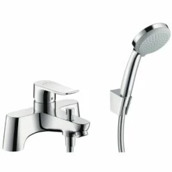 Hansgrohe Metris Chrome 2-Hole Rim-Mounted Manual Bath Mixer With Diverter Valve