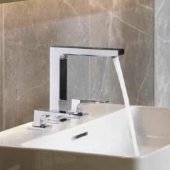 Hansgrohe Metropol Chrome 3-Hole Basin Mixer Tap 160 With Push-Open Waste